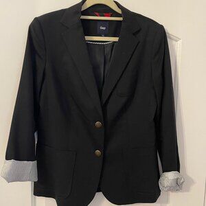 Nautical/Preppy Women's Navy Blue Blazer - GAP - size 4 US